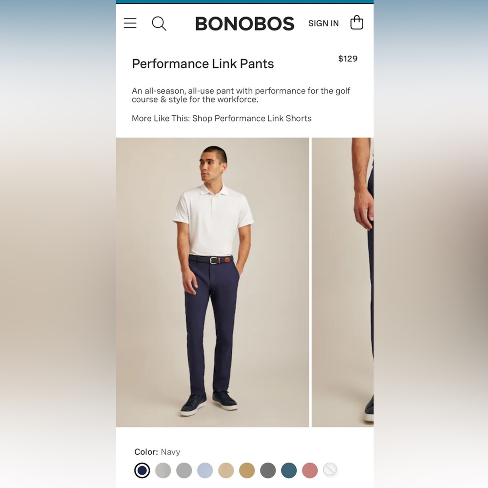 Bonobos Performance Link Pants, men’s 30
